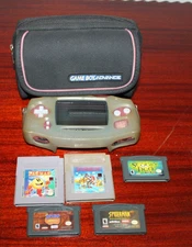 Game Boy Advnaced AGB-001 Fuchsia Pink Tested Working Bundle with Case & 5 games