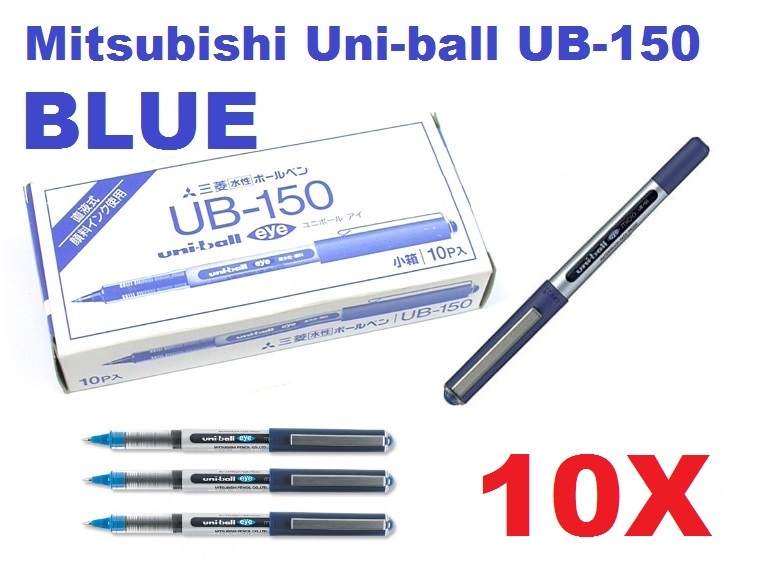 10x BLUE Uni-ball Eye Micro Pen Made in Japan UB-150 Uniball