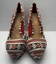 GIANNI BINI Shoes Women Wedge Heels Multi Color Canvas Slip On Size 9.5 M