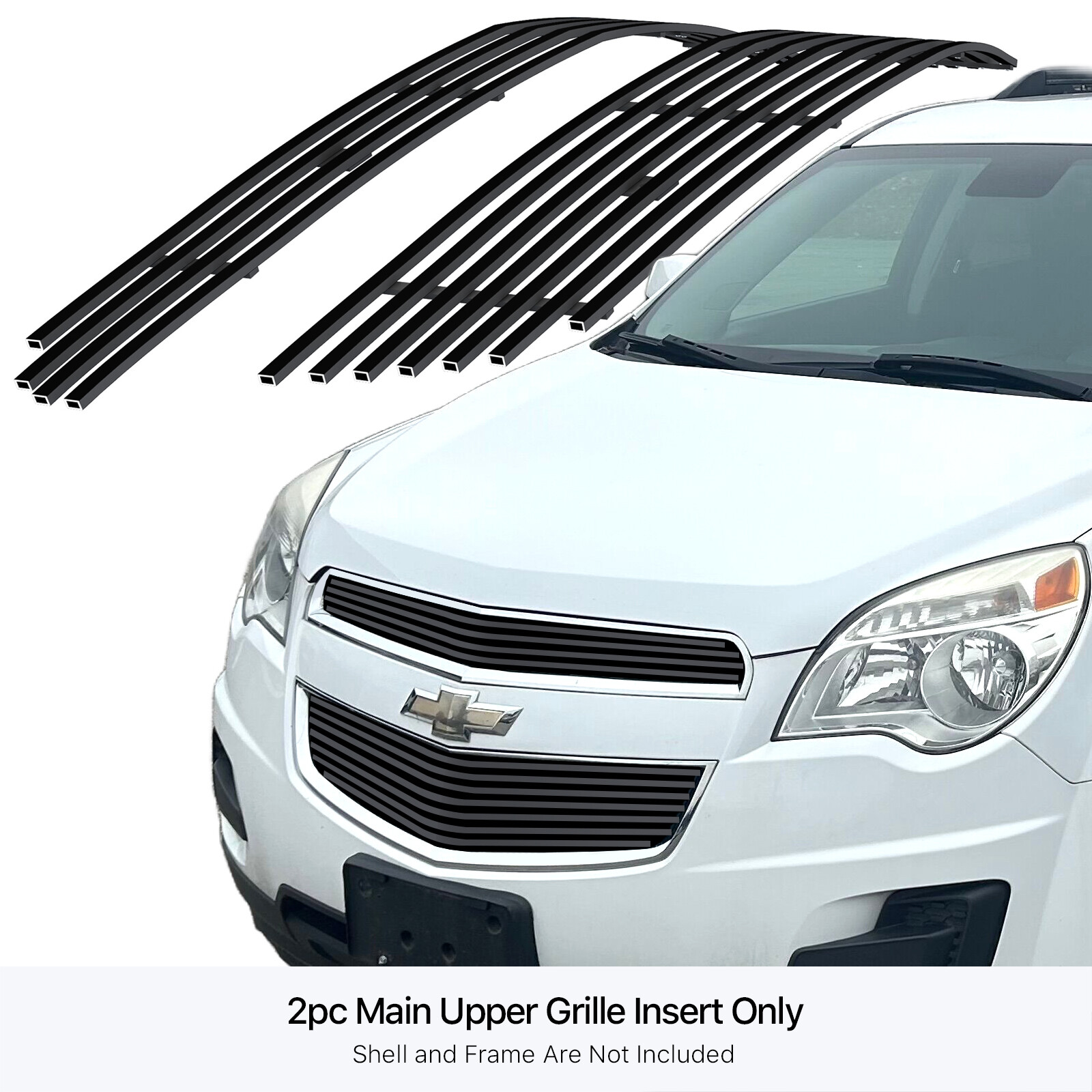 Fits 2010-2015 Chevy Equinox Main Upper Stainless Black Billet Grill Insert