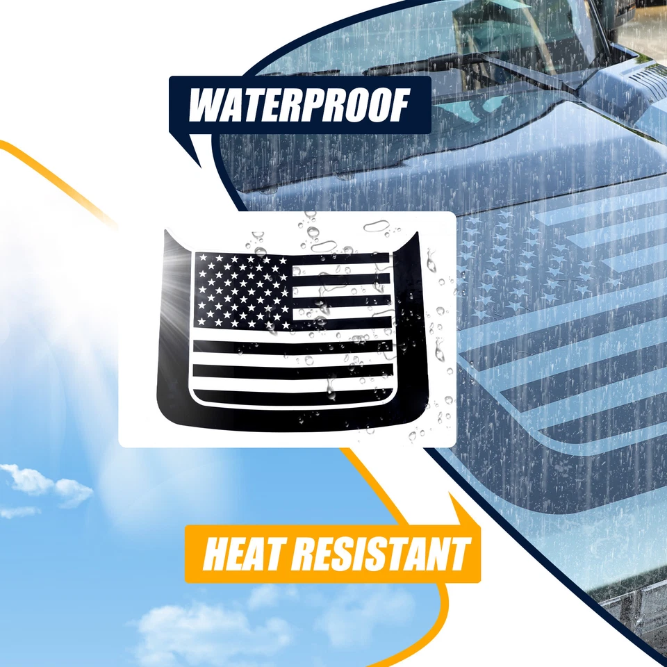 Виниловые графические наклейки на центральный капот с флагом США для Hummer EV 2022-25 черные - Изображение 3 из 4
