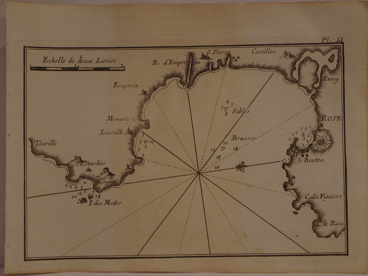 CARTE MARINE XVIII° SIECLE JOSEPH ROUX 1764 ROSAS ESPAGNE