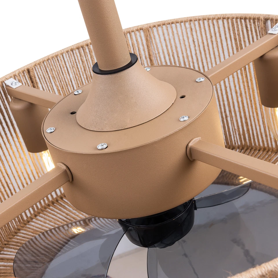 Caged Ceiling Fan Light Chandelier Fan Hanging Lamp & Remote For Living Room - Image 4 of 4