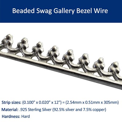Gallery Bezel Wire 925 Sterling Silver Strip (9 variations)