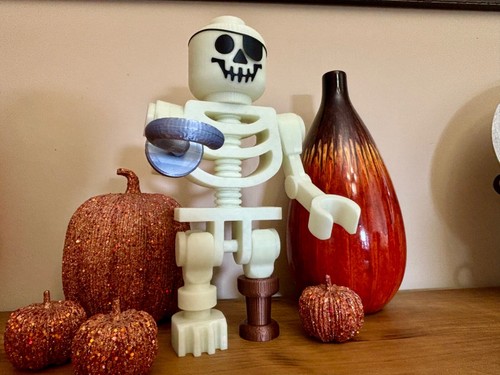 Giant Lego Skeleton Halloween Decor, 16in 3D Printed Minifigure, Spooky Decor - Picture 3 of 6