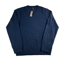 J.Crew Men's 100 Cashmere V-Neck Sweater Blue Size Small NWT