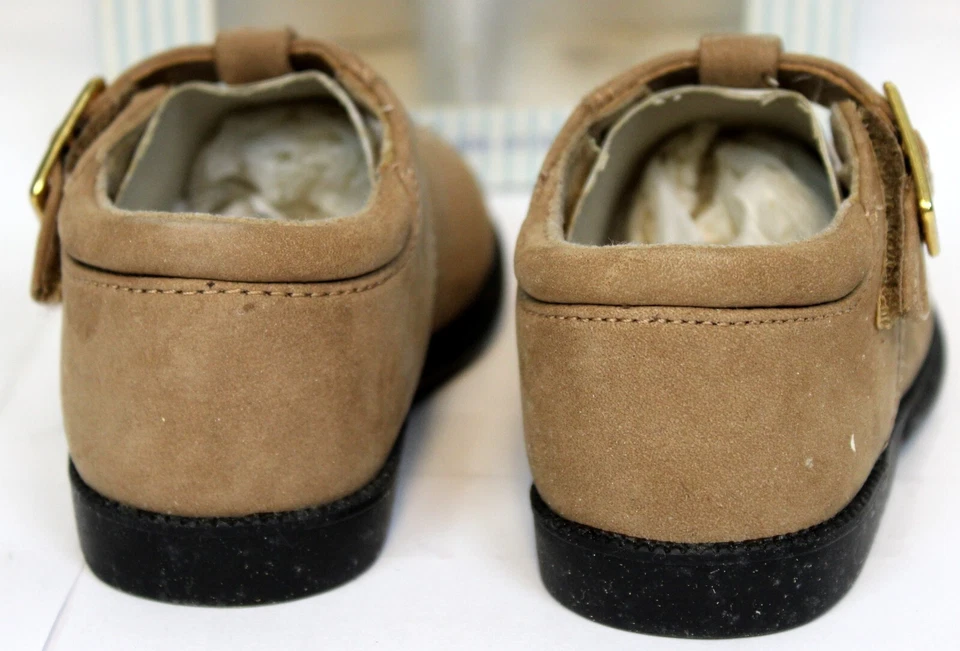 2001 OshKosh B'Gosh Baby First Walkers Zapatos talla 3.5 Correa de cuero oliva Floral Foto 4 de 4