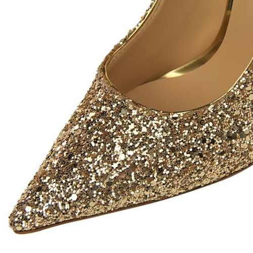 Ladies Wedding Party Shoes Bling High Heel Bridal Pointed Toe Pumps UK Size S611 - Picture 2 of 25