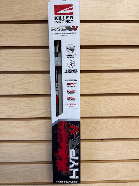 6 Killer Instinct HYPR-V 20" Carbon V-TRAK Nock Crossbow Arrow Bolts (6 pack)