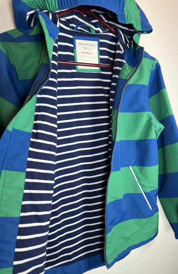 Hanna Andersson Jacket Boys Wind At Your Back Anorak Sz 140 - 10 Hood Blue Green - Image 3 of 4