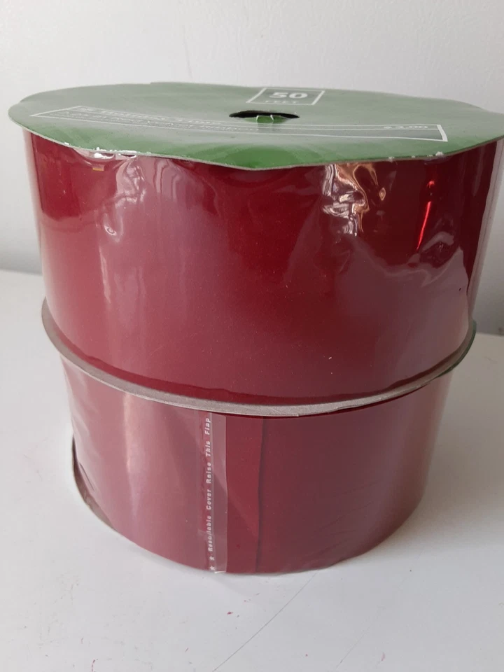 Holiday Time Red Velvet Ribbon 2-50 ft rolls of 2.25" Christmas Decor Vintage - Image 3 of 4