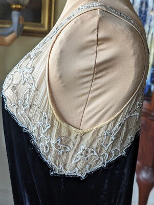 Elegant Antique Edwardian Downton Abbey Black Velvet Beaded Evening Dress | eBay Elegant Antique Edwardian Downton Abbey Black Velvet Beaded Evening Dress | eBay