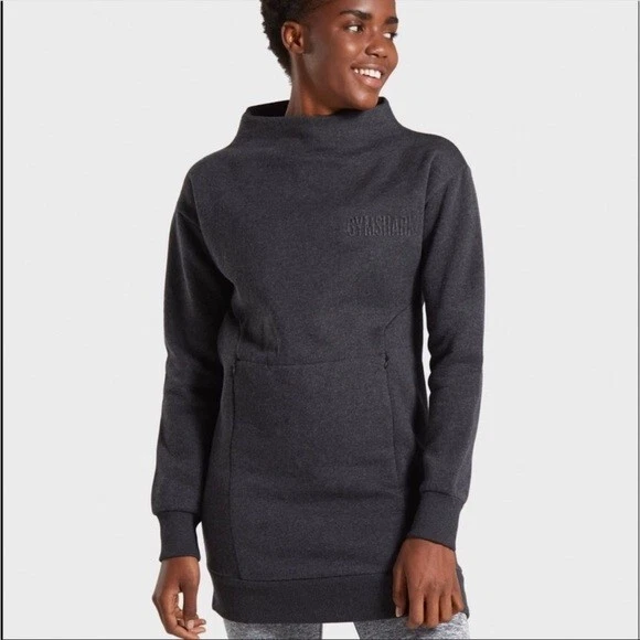 Gymshark SoSoft Jumper in Gray Marble Sweater Tunic- Size XS | eBay