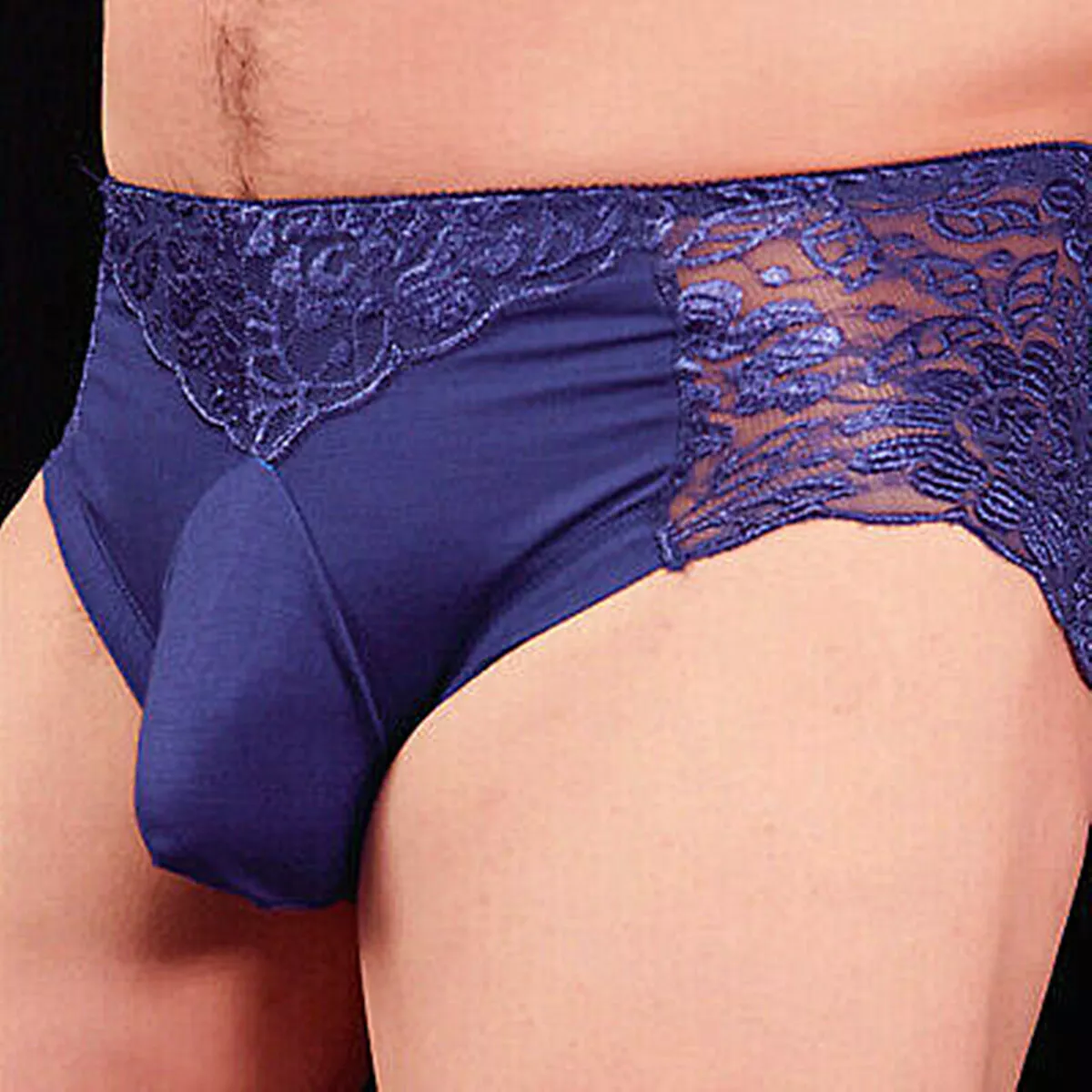 Mens Sexy Lingerie-Sissy Pouch Panties Lace Boxer Briefs-Underwear  Underpants