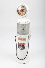 point-home Design-Standuhr "Zapfsäule" aus Metall, Retro, weiß, 63cm