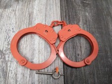 Peerless Model 750B Chain-Linked ORANGE Handcuffs & Key (1) MADE IN U.S.A.