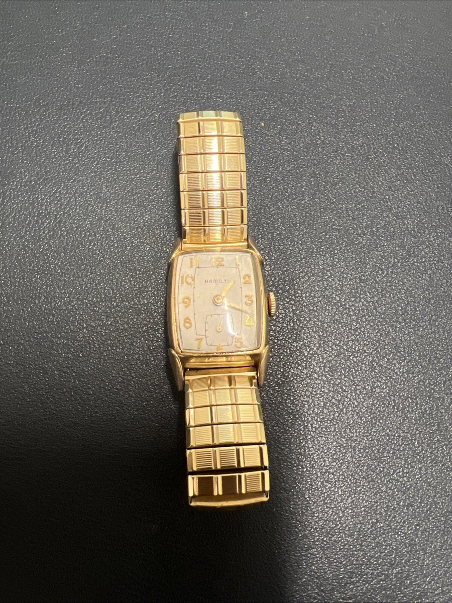 時計 vintage hamilton gold square watch roman Hamilton Rectangular Design Gold Tone Stainless Wind Up