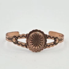 Vintage 6.25" Wheeler Manufacturing Southwestern Concho Stamped Cuff Bracelet