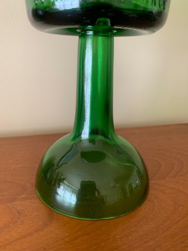 Courvoisier Cognac Advertising Promotional Glass Soda Lime Green 21cm Vintage - Foto 3 di 9