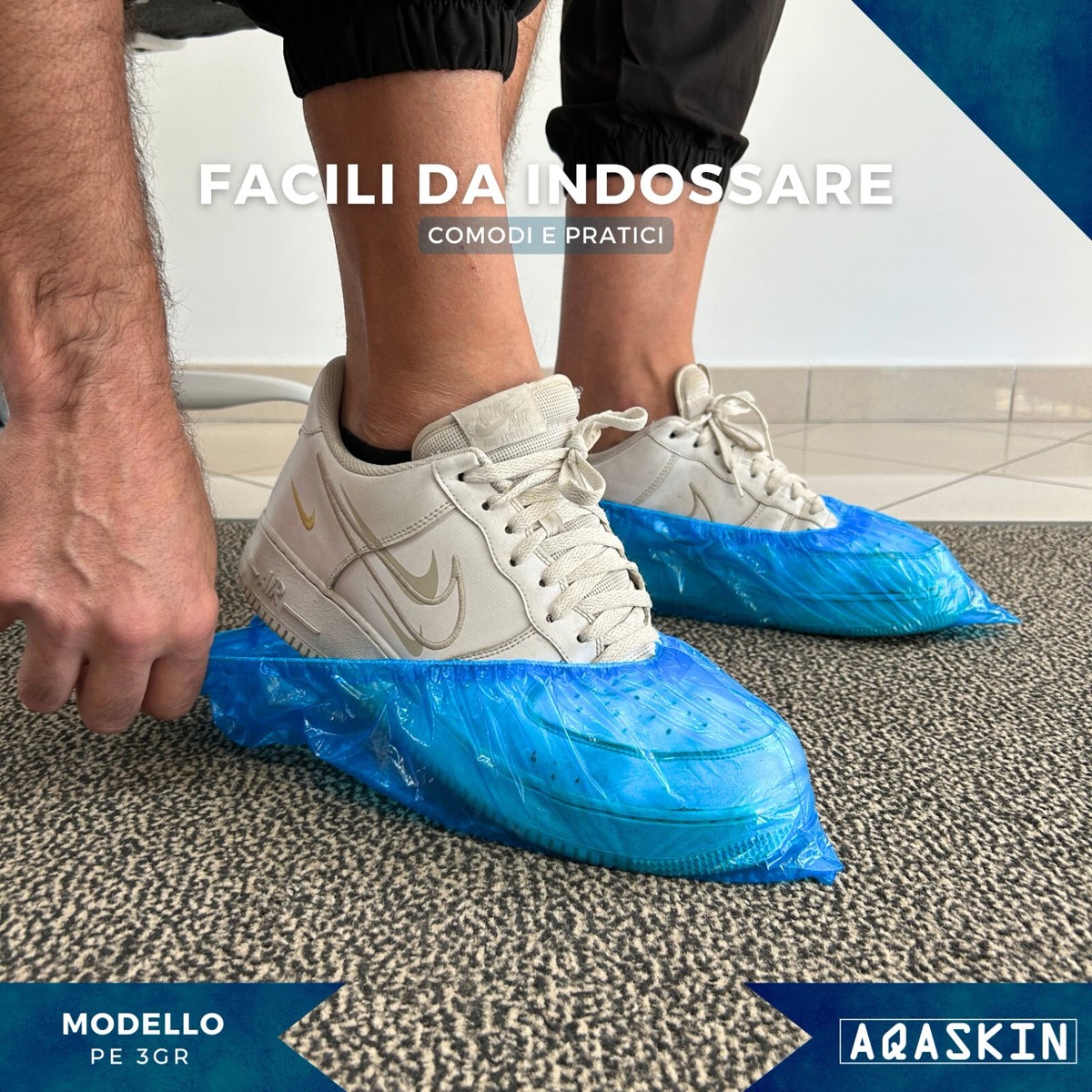 Aspesi Uomo 400 Copriscarpe Monouso AQASKIN Da 3 Grammi - Calzari Usa E Getta Per Ambienti Puliti, Lavoro, Visite Copertura Cappa - Foto 6