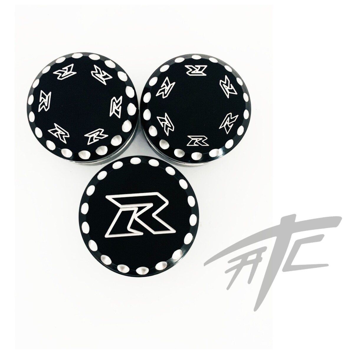 GSXR BLACK CONTRAST DIAMOND CUT FORK CAPS & YOKE PLUG 2014 SUZUKI GSXR 1000