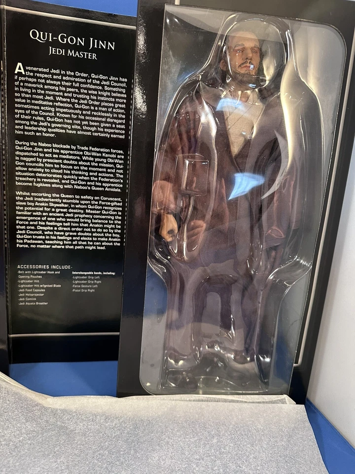 Sideshow Star Wars ЭКСКЛЮЗИВ Qui-Gon Jinn Jedi Master 2006 В комплекте как новый в коробке - Изображение 4 из 4