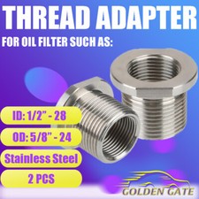 2 Pack Stainless Steel Barrel Thread Adapter 1/2"x 28 TPI to 5/8"x 24 TPI