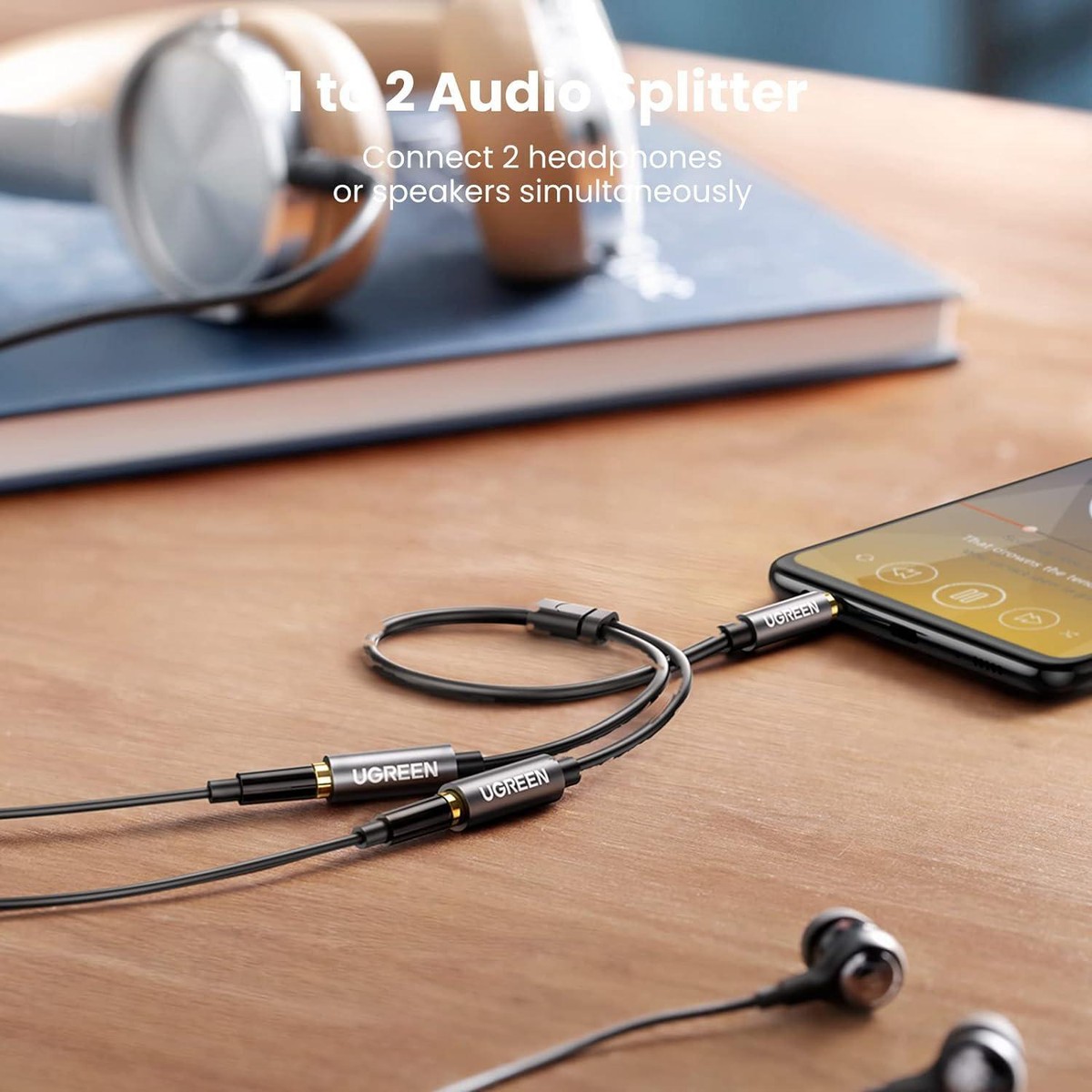 UGREEN Headphone Splitter Cable Jack Aux Earphone Adapter Stereo  Way Y