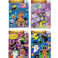 Glitter Window Stickers Spooky Scary Halloween Theme Party Decoration HAL385