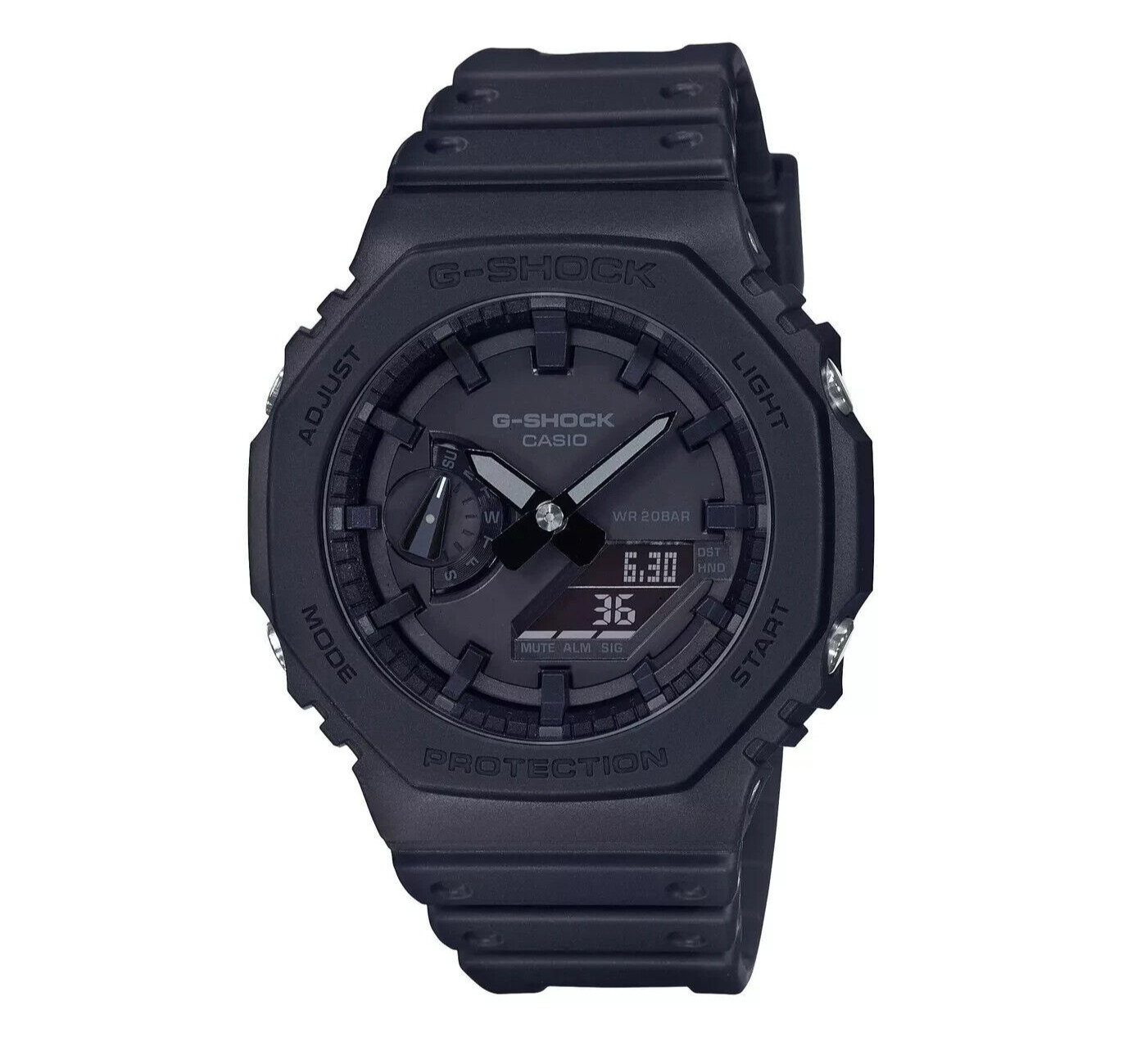 NEW Casio G-Shock CARBON CORE AnaDigi World Time Mens All Black Watch GA2100-1A1