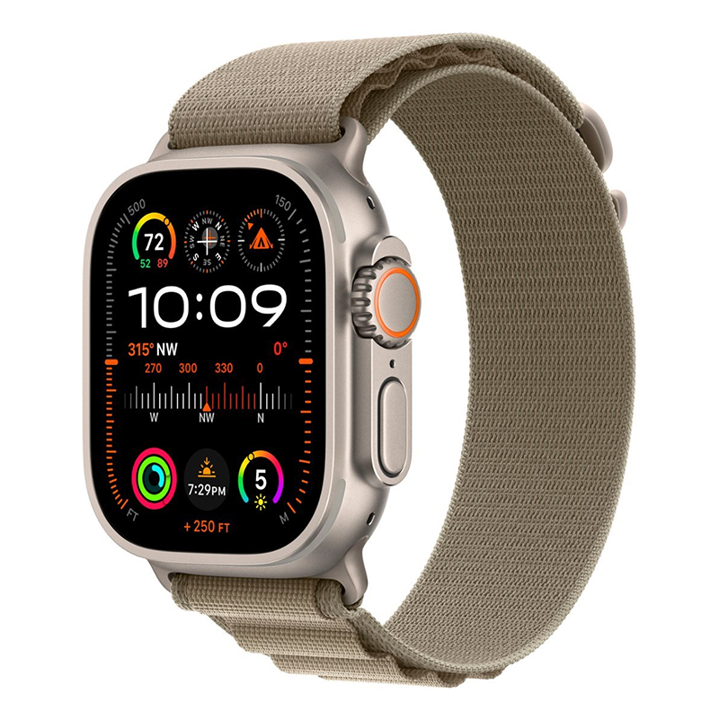 Apple Watch Ultra 2 49mm Cellular Titanium Case w/ Olive Alpine Loop S MREX3LL/A-image