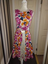 CAROLE LITTLE  SLEEVELESS TEA DRESS WITH POCKETS UK SIZE 10  PINK/ORANGE/MULTI. 