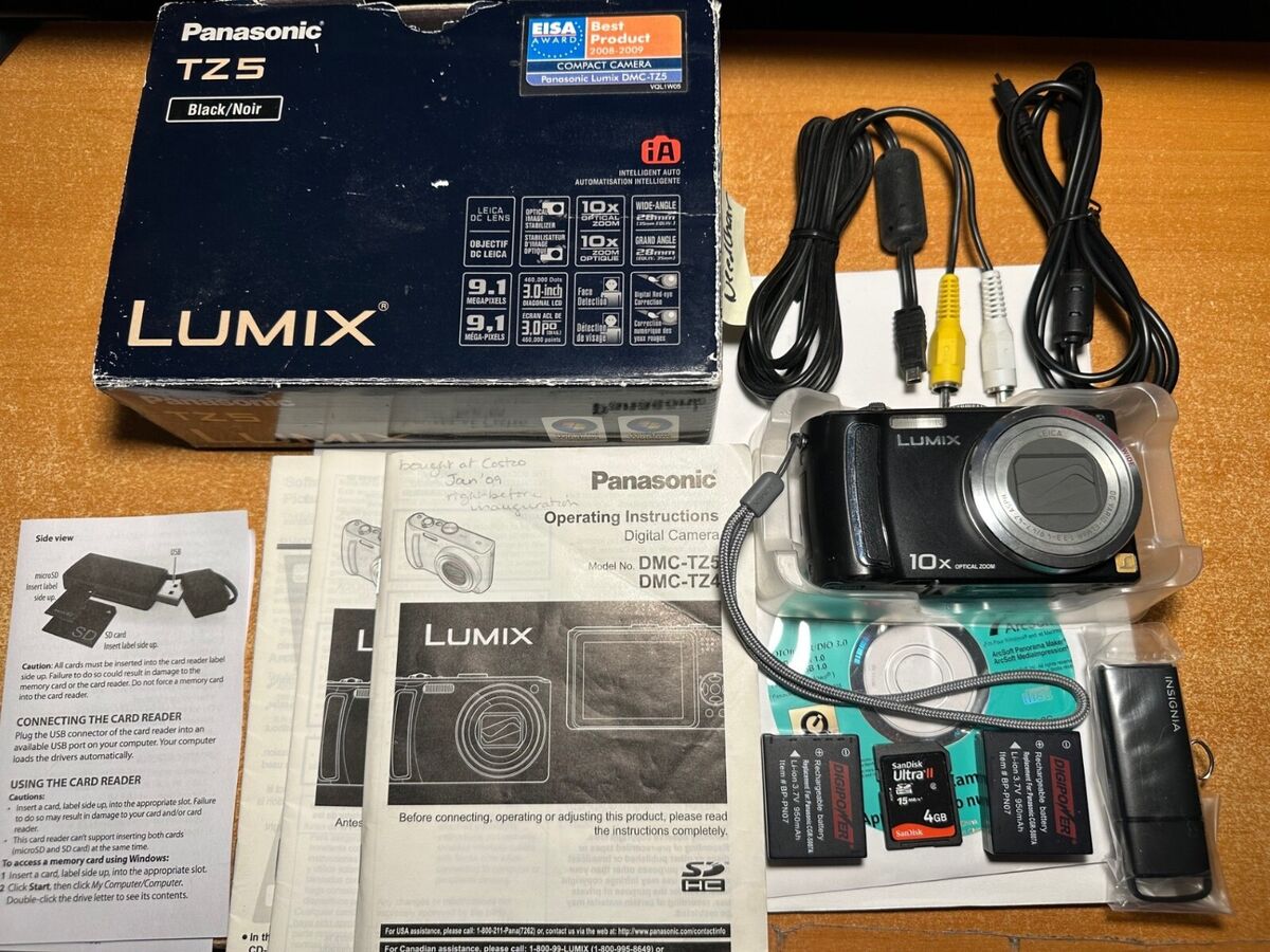 Panasonic LUMIX DMC-TZ5 Black Digital Camera + Box + Extras Panasonic LUMIX DMC-TZ5 Black Digital Camera + Box + Extras
