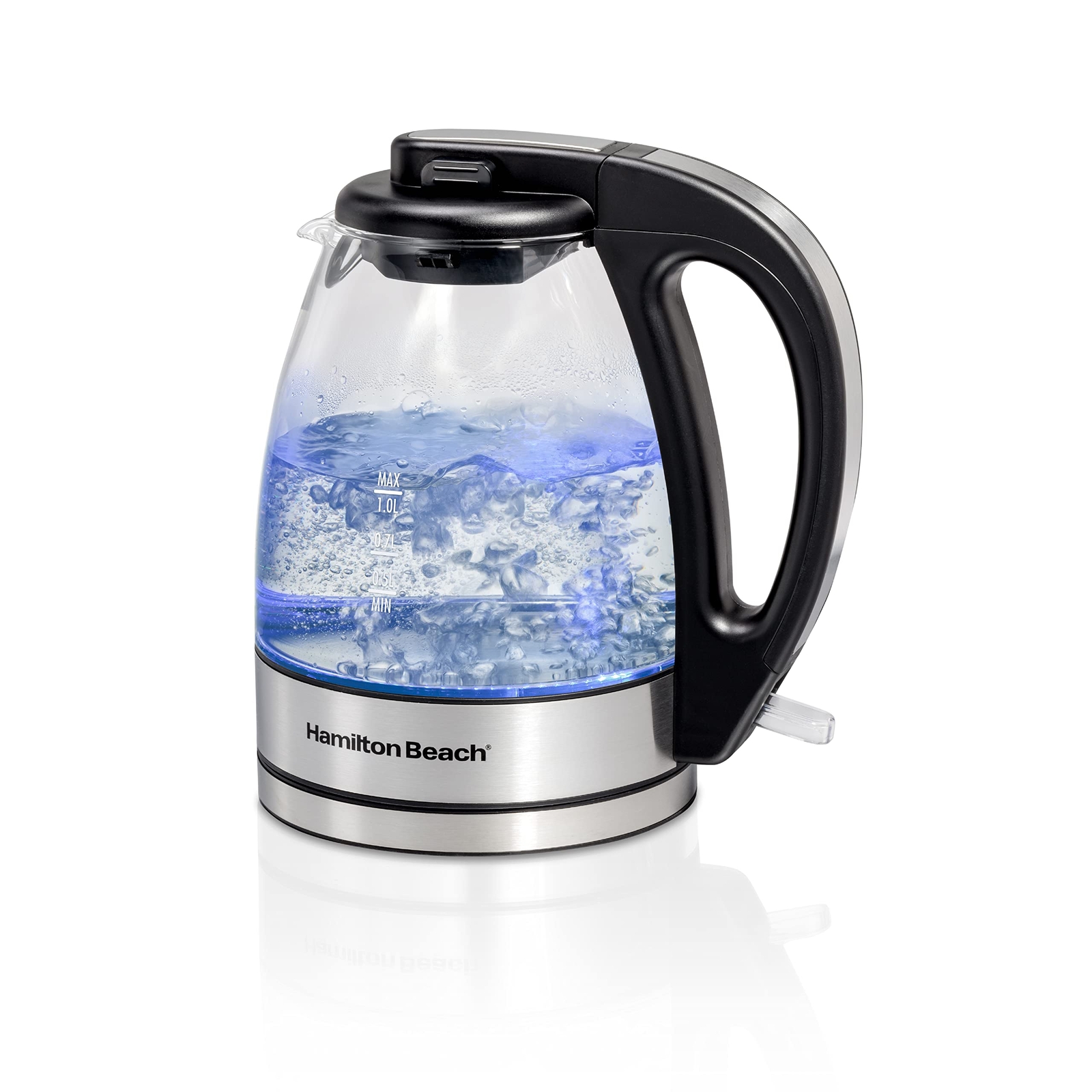 	Hamilton Beach Glass Electric Tea Kettle Water Boiler 1 Lit