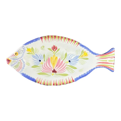 Vintage HB Henriot Quimper Fleuri Royal 11” Fish Plate Made in France 1980s
