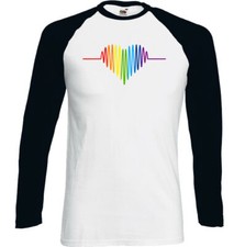 Gay Pulse Heart Mens LGBT T-Shirt Pride Rainbow Colours Top Tee Outfit Clothing