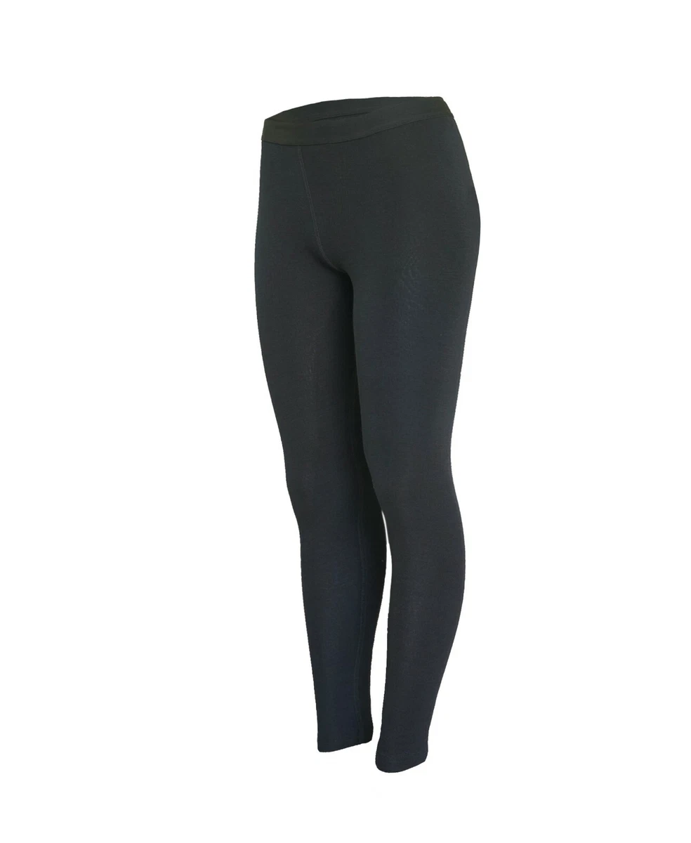 Merino Wool Blend Women's Thermal Underwear Base Layer Leggings Bottoms in  Black