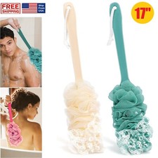 Shower Scrubber Sponge Brush 17" Long-Handle Back Scrubber Bathing Accessories