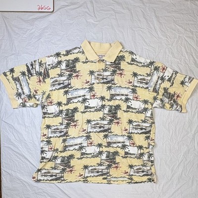 Boca Classics Mens Yellow polo shirt palm tree design, size Extra Large