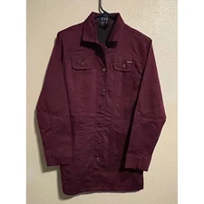 FDJ French Dressing Jeans Burgundy Long Jacket Button Down Shirt S Small