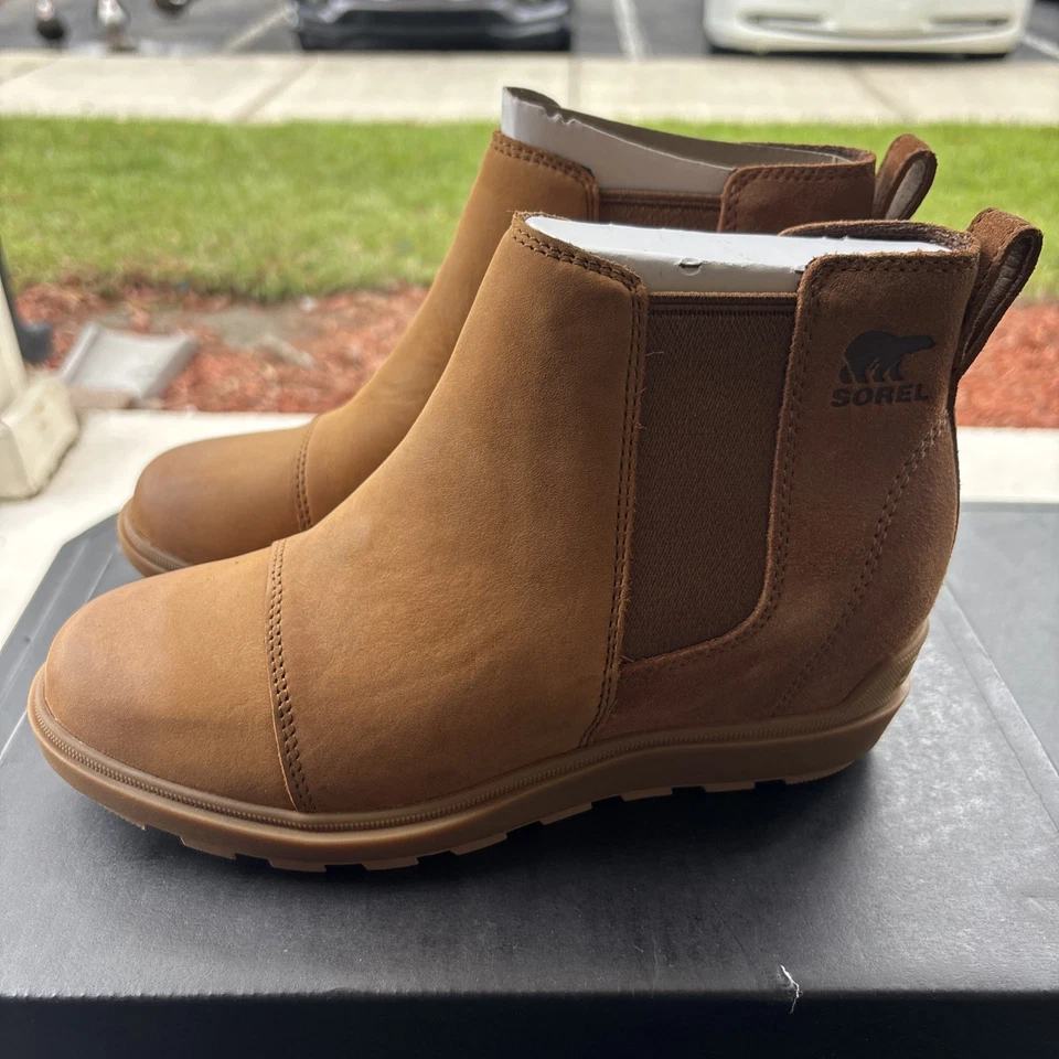 Botines de cuña SOREL Evie II Chelsea para mujer Pull On Taffy, goma talla 6,5 Foto 3 de 4