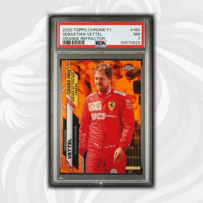 PSA 7 - /25 Sebastian Vettel #160 -2020 Topps Chrome F1 - Orange