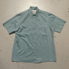 Vintage 1970s Ho Aloha Loop Collar Rockabilly Hawaiian Solid Button Shirt S-M