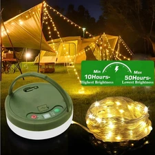 Portable Camping String Lights USB Rechargeable 33FT LED Tent Light Waterproof