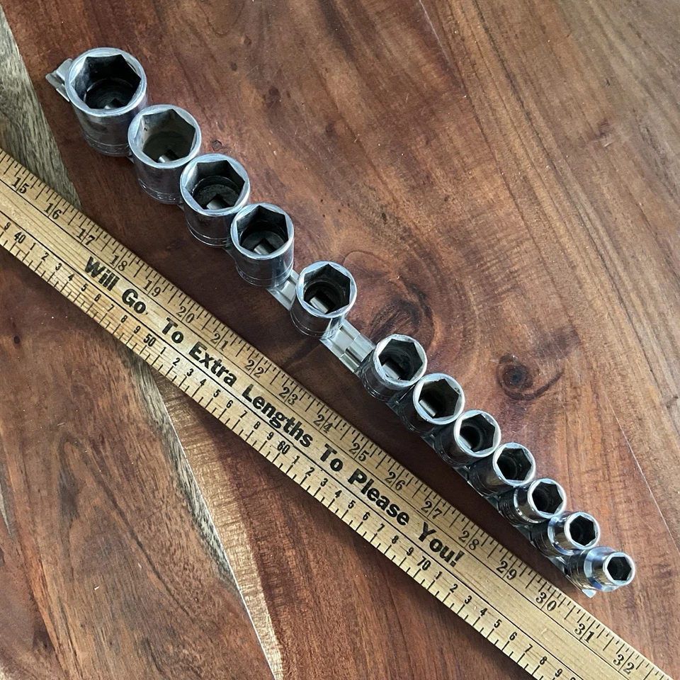 Vintage S-K Socket Set 1/2" Drive 6 Point Deep 12 Pieces 1-1/4" to 7/16" *Good* - Image 2 of 2