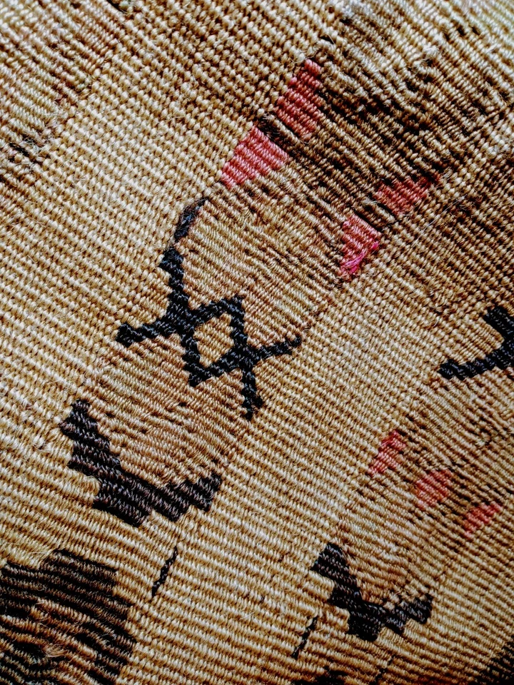 Par de Almohadas Kilim Tejidas Refuerzo Marrón Lana Negra Cremallera Pavo 10"X 20" Dos Fundas Foto 3 de 4