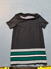 Max Short Sleeve T-Shirt Dress Womens Size 26 Black Striped Round Neck Pullover