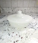 vintage milk glass oval covered casserole dish Manufactured By Pyrex