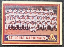 1957 TOPPS ST. LOUIS CARDINALS TEAM CARD #243 CORNER CREASE LITE BACK DAMAGE
