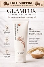 GLAMFOX Rice Niacinamide Glowing  Moisturizing Foam Cleanser   8.11 Oz 230 g 